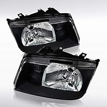 Autozensation Compatible with 1999-2005 VW Jetta/Bora MK4 Black Headlights w/o Built-in Fog Lights L + R Pair Headlamp