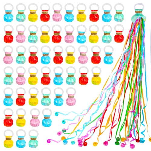 50 Pcs Hand Throw Streamers, Colorful Confetti Poppers with No Mess Streamers,Graduation Birthday & Engagement Party Favors Supplies
