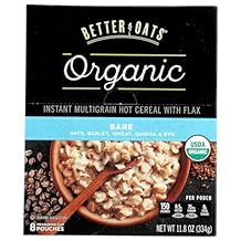 Betteroats Raw Pure & Simple Organic Bare Instant Multi Grain Hot Cereal with Flax ( Pack of 3 ) by Better Oats