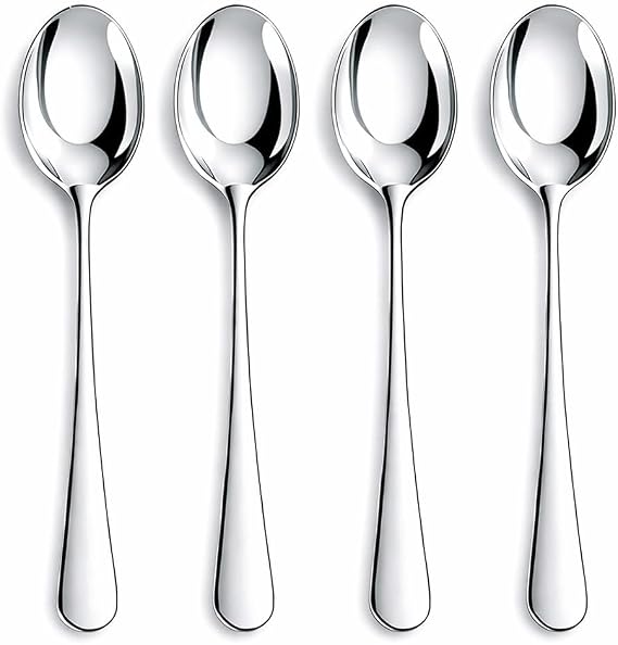 NICE KITCHEN 12 Pieces Heavy Duty Dinner Spoons Set, 8" Food-Grade Flatware Set,Mirror Polished, Ergonomic,Dishwasher Safe for Home, Kitchen, Restaurant