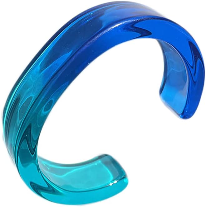 Lightweight Colorful Acrylic Resin Open Bracelet Transparent Chunky Thick Thin Wide Face Resin Acrylic Cuff Bangle for Women Girls Fashion Jewelry