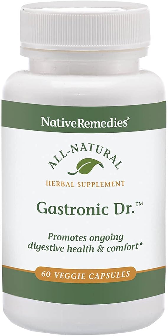 العلاجات الأصلية Gastronic Dr. - جميع مكملات الأعشاب الطبيعية للهضم الصحي والراحة بعد الوجبات - تعزز بطانة المعدة الصحية ومستويات حمض المعدة المتوازنة - 60 كبسولة نباتية