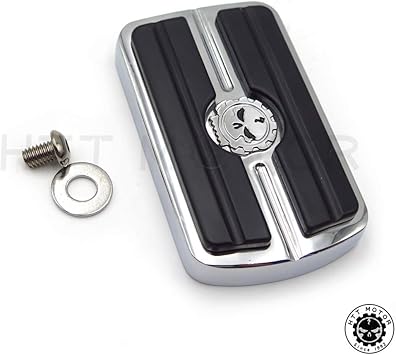 MT216-052- CHROME SKULL REAR BRAKE PEDAL COVER متوافق مع Harley Davidson Softail Dyna Electra Glide