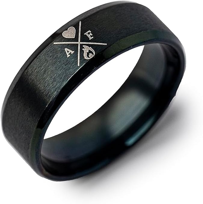 متجر STOIC UK Amor Fati Ring - خاتم الرواقية الفولاذ المقاوم للصدأ الأسود - Amor Fati / Stoic / Marcus Aurelius
