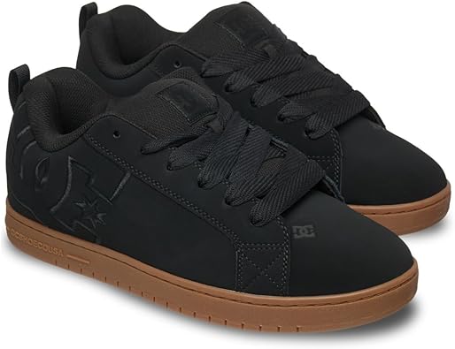 Dc Shoes Court Graffik Mens Logo Contrast Skate Lace Up Trainers, Black Gum, 11