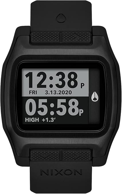 NIXON High Tide A1308 - ساعة رقمية للرجال والنساء - تصفح مقاوم للماء ، غوص ، ساعة صيد - ساعات رياضية مائية للرجال - وجه قابل للتخصيص 44 مم ، فرقة PU مقاس 23 مم