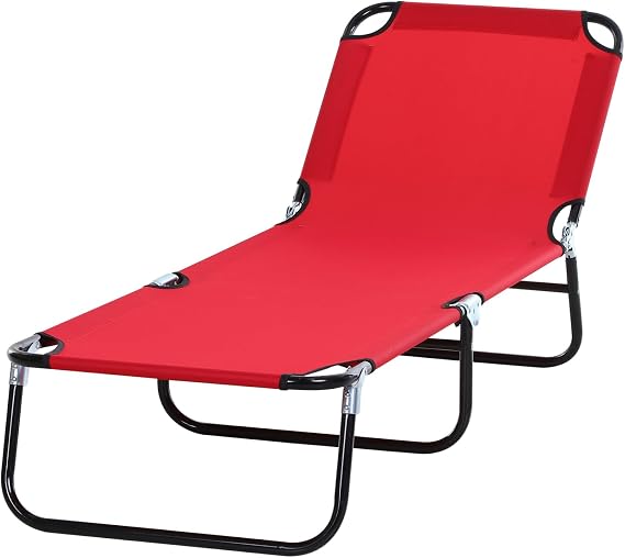 Folding Chaise Lounge Pool Chairs with 5-Level Reclining Back