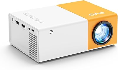 جهاز عرض صغير، جهاز عرض PVO WiFi يدعم 1080P 200 جهاز عرض أفلام محمول، يمكن للهاتف الاتصال بالفيلم لاسلكيًا، متوافق مع الهاتف الذكي والكمبيوتر اللوحي والكمبيوتر المحمول والتلفزيون ومحرك أقراص USB YG300Pro Max