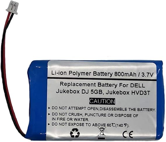بطارية استبدال 800mAh 3.7V لـ DELL Jukebox DJ 5GB ، Jukebox HVD3T ، DELL 443A5Y01EHA4 ، BA20203R60700
