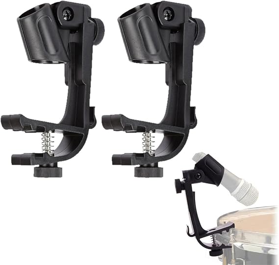Universal 2PCS Drum Microphone Clip, Professional Shock-Resistant Rim Mount Holders for Snare, Tom & Percussion,Adjustable Height & Angle Mic Clamps,Professional Drum Accessories for Live & Recording