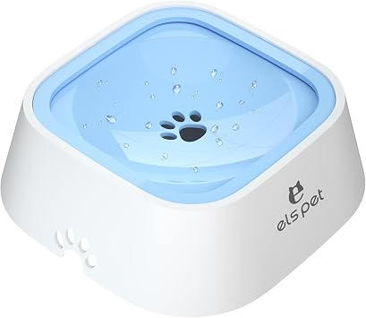ELS PET No Spill Dog & Cat Bowl - 35oz/1L Large Capacity Travel Water Dispenser Blue, 35oz