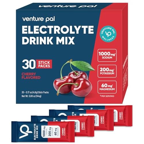Venture Pal High Sodium Sugar Free Electrolytes Powder Packet, Zero Calories Hydration Packets with Vitamin, Sodium, Potassium & Magnesium, Electrolyte Drink Mix, Vegan, Keto Friendly, 30 Count