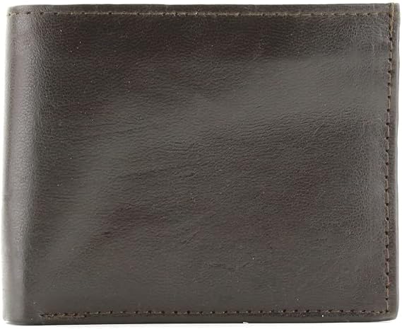 Genuine Leather Bi Fold Top Flap ID Window Wallet