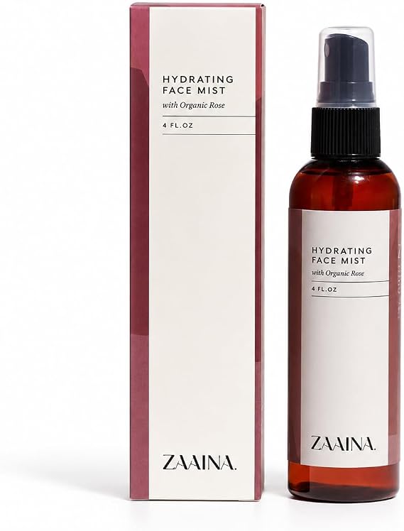 Organic Rose Water Spray with Aloe Vera for Face & Hair Hydrating Facial Mist & Toner for Skin Care, Makeup Setting & Locs Refreshing Pure Rose Water Mist, 4 Oz