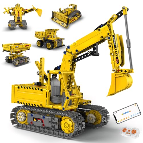 STEM Toys, App and Remote Control Excavator for Boys, Science Kit Robotics for Kids Ages 12-16, Educational RC Bulldozer Toy, STEM Kits for Kids Age 12-14, Construction Gift