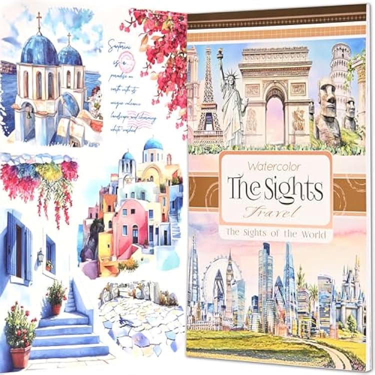 كتاب ملصقات سجل القصاصات YagCu، ملصقات تسجيل المعالم السياحية، مستلزمات مجلة المناظر الطبيعية غير المرغوب فيها، ملصقات سجل القصاصات الجمالية المقطوعة مسبقًا للبالغين، مخطط الزخارف الزخرفية DIY Arts Craft Collage