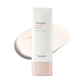 قاعدة HEIMISH Artless Glow 1.35fl.oz/40ml، قاعدة مكياج متعددة الأغراض، برايمر، هايلايتر، واقي من الشمس للوجه، خفيف الوزن، غير دهني، مرطب، لمسة نهائية طبيعية مع عامل حماية من الشمس SPF 50+ PA++++