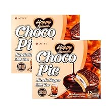فطائر Lotte Choco 2 عبوات (فطيرة شاي حليب السكر الأسود)