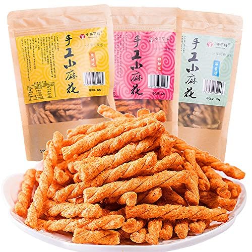 Fried Dough Twists Biscuits Handmade Small Fried Dough Twists 128g Bagged Snack Food, Crisp Biscuits, Nostalgic Specialty Snacks Barbecue flavor,5 packs