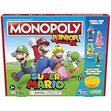 لعبة Monopoly Junior Super Mario Edition Board ، Fun Kids 'Agies 5 and Up ، استكشف مملكة الفطر مثل Mario أو Peach أو Yoshi أو Luigi