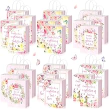 SiliFine 48 Pcs Religious Mother's Day Bag Bulk Christian Gift Bags Mother's Day Flower Gift Bags with Handles Christian Cross Gifts Bulk for The Best Mom Theme Party Decorations
