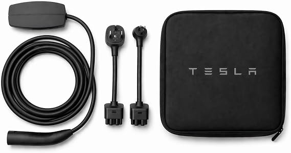 موصل Tesla Mobile - شاحن NACS للسيارات الكهربائية المحمولة (EV) - المستوى 2 - حتى 32 أمبير مع كابل بطول 20 قدمًا