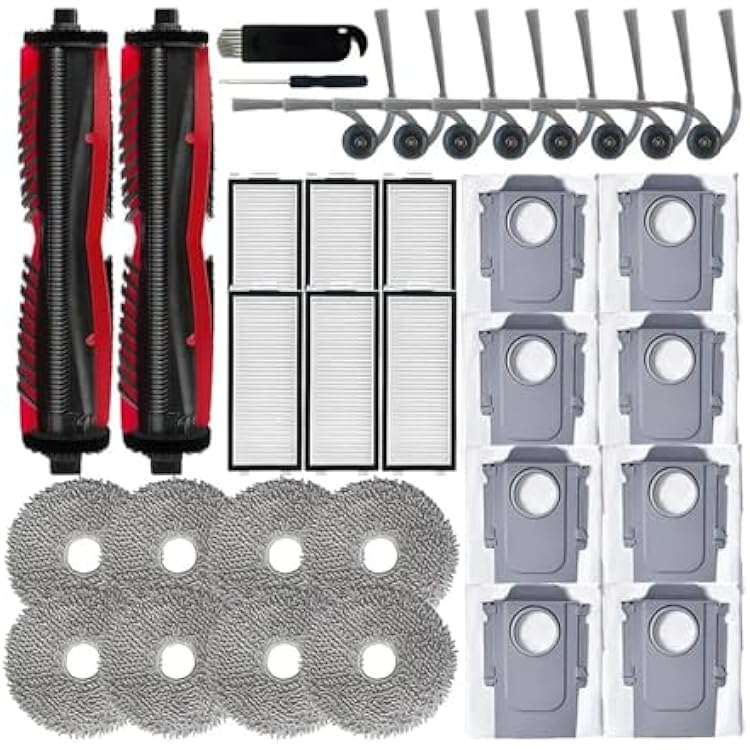 Compatible for Roborock Saros Z70 Replacement Accessories Kit Robot Vacuum Cleaner, Main Side Brushes Filters Mop Pads Dust Bags