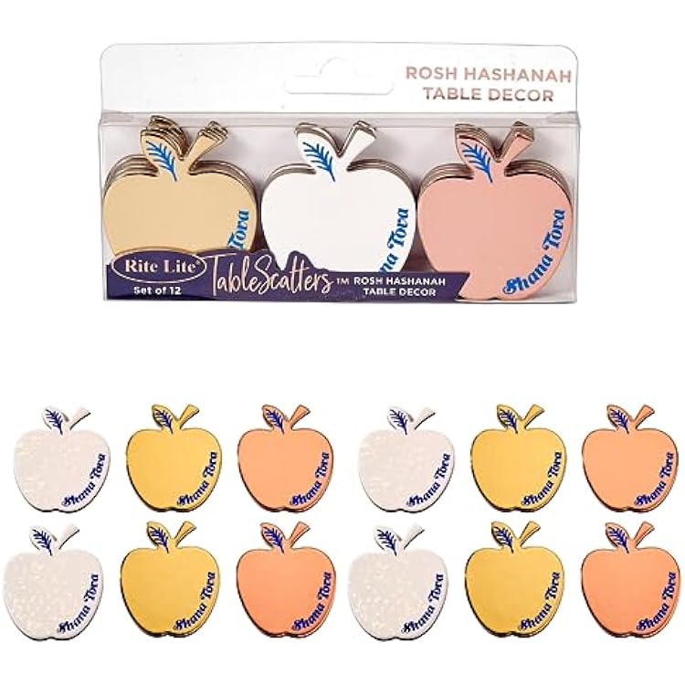 Rite Lite Shana Tova Table Scatters Rosh Hashanah Decorations Confetti Style Centerpiece Fillers Jewish New Year Gifts Party Favors Presents for Her Hostess Accessories Set of 12 Foiled Apples