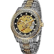 Mens Automatic self Wind Watches Luxury Gold Silver Stainless Steel Auto Mechanical Waterproof Skeleton Watches