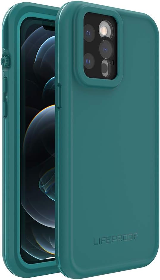 LifeProof iPhone 12 Pro Max FRE Series Case - FREE DIVER (OCEAN DEPTHS/PEACOCK BLUE), waterproof IP68, built-in screen protector, port cover protection, snaps to MagSafe