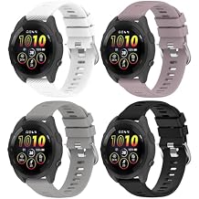 4 Pack Compatible with Garmin Forerunner165 / Forerunner 168 / Forerunner 245 / forerunner 645 Watch Band,20mm Waterproof Soft Silicone Replacement Bands Sport Wristbands