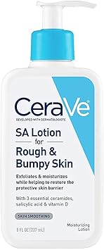 غسول CeraVe SA للبشرة الخشنة والوعرة، فيتامين د، حمض الهيالورونيك، غسول حمض اللاكتيك وحمض الساليسيليك، خالي من العطور وتم اختبار الحساسية، 8 أونصة