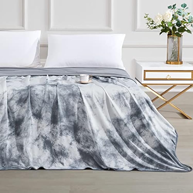 Elegear Cooling Blanket Tie Dye, Q-Max>0.5 Japanese Arc-Chill Cooling Fiber, Both Sides[CoolingCotton] for All-Season, Soft Breathable Blankets Keep AdultsChildBaby Cool Gray, TwinFull 59x79