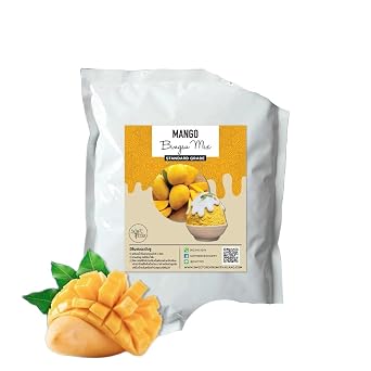 Bingsu Powder 1 kg Korean Shaved Ice Mix Base, Add 3 L Water, Machine-Ready for Block-Mold & Pour-Type Shaved Ice Machines, Made with New Zealand Milk Powder (Mango)