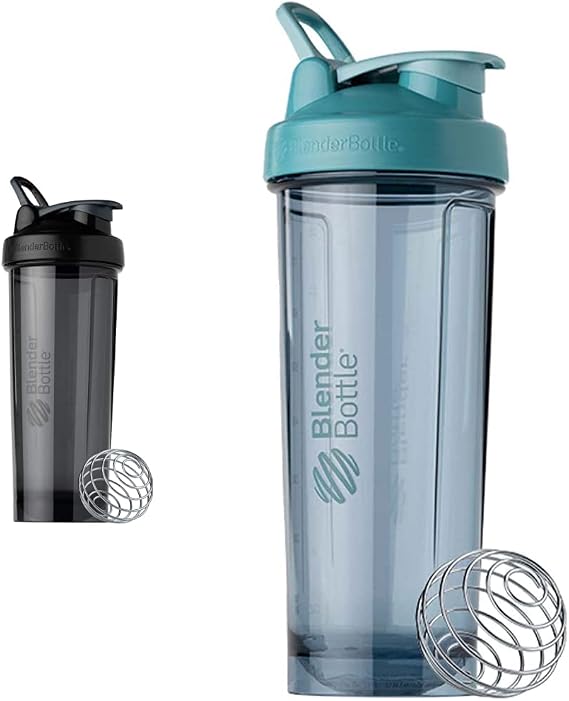 BlenderBottle Shaker Bottles Pro Series مثالية لهزات البروتين والتجريب المسبق، 32 أونصة، أسود وأزرق سيرولين