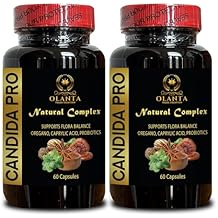 Candida PRO Natural Complex - مكمل حمض الكابريليك للرجال، مكمل الإنزيم لدعم المبيضات المتوازنة، الأعشاب الطبيعية للتخلص من السموم المعوية - زجاجتان 120 كبسولة