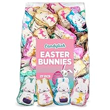 Easter Bunny Chocolate Treats, Bulk Candy, 27 Pcs, Individually Wrapped, Assorted Pastel Colors for Egg Hunts and Baskets