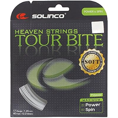 Solinco Tour Bite Soft 4-Sided Poly Polyester 16L Gauge  1.25mm Tennis Racquet String Sets 8-Pack 8 Sets Per Order - Best for Spin, Control, and Durability