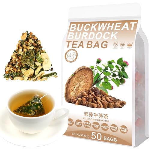 Plant Gift 50 Cups Buckwheat Burdock Tea Bag  KU QIAO NIU BANG CHA 8.81oz 5g50bags250G Mulberry Leaves, Bitter Gourd, Cassia seed Natural Mixed Herbal Combination of Floral Tea