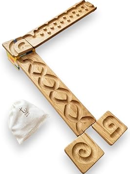 Wooden Marble Run Track Set of 2 Montessori STEM Toy for Kids Race Machine & Maze Board Educational Wooden Roller Track Game Rocks & Whirlpool Run Gift for Children