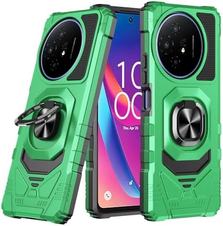Compatible for TCL 60 XE NXTPAPER 5G  TCL 50 Pro NxtPaper with Tempered Glass Screen Protector, Full-Body Protective [Military-Grade], Magnetic Car Mount Ring Holder Cover Green