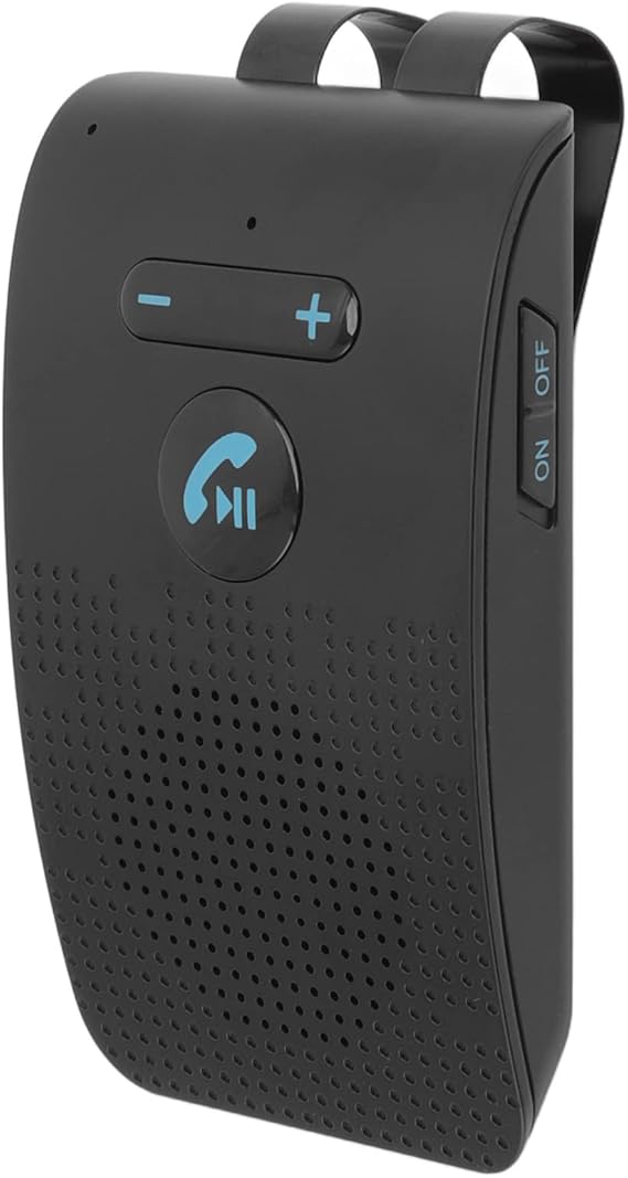 مكبر صوت سيارة بلوتوث، مكبر صوت سيارة، محول مستقبل صوت واقي من الشمس، مكبر صوت MP3 بدون استخدام اليدين مع مشبك خلفي للتحدث بدون استخدام اليدين