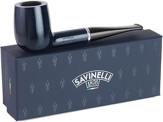 Savinelli Pipes Arcobaleno 111 KS Straight Billiard - Polished & Colorful Handmade Wood Briar Pipe From Italy, 6mm Blue
