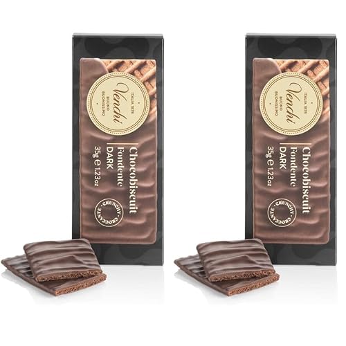 Venchi - ChocoBiscuit Snack, Double Biscuit Wafer Covered in Dark Chocolate, 35 g, Gluten-Free, No Artificial Colors, Snack Idea Pack of 2