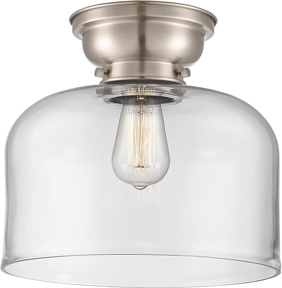ابتكارات 623-1F-SN-G72-L-LED X-Large Bell 1 Light مقاس 12 بوصة، حامل مسطح، نيكل ساتان مصقول