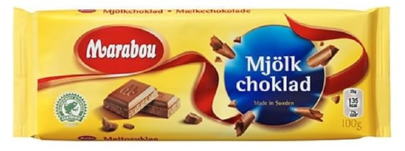 2 Bars x 100g of Marabou Mjolkchoklad - Original - Swedish - Milk Chocolate