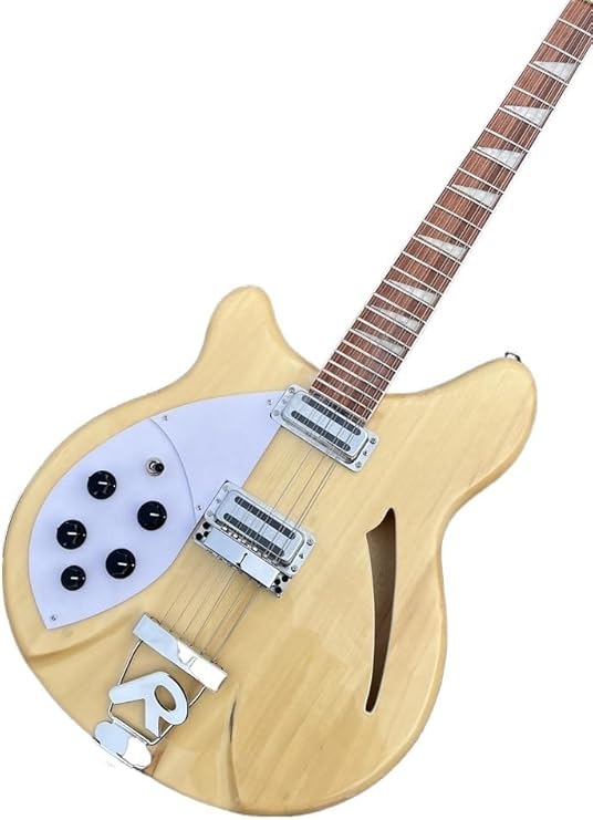 مخصص اليد اليسرى 12 سلسلة الغيتار الكهربائي 360 Basswood Body Rosewood Fretboard 'R' Tailpiece Natural