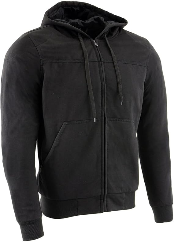 Milwaukee Leather Men's Streetguard Riding Hoodie - Aramid Reinforced with CE Shoulder and Elbow Armor - Large Black