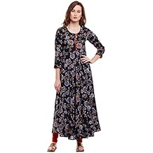 Tissu Rayon Floral Printed Flared Kurta مع الأزرار