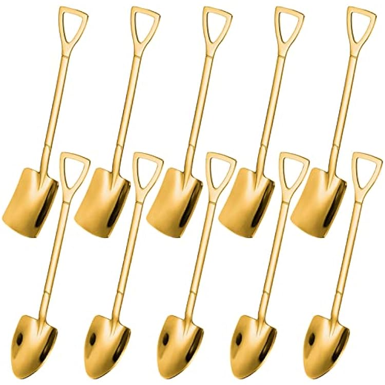 10PCS الذهب مجرفة شكل ملاعق، الفولاذ المقاوم للصدأ الشاي القهوة ملعقة السكر مجرفة صغيرة شكل القهوة الآيس كريم ملاعق الحلوى